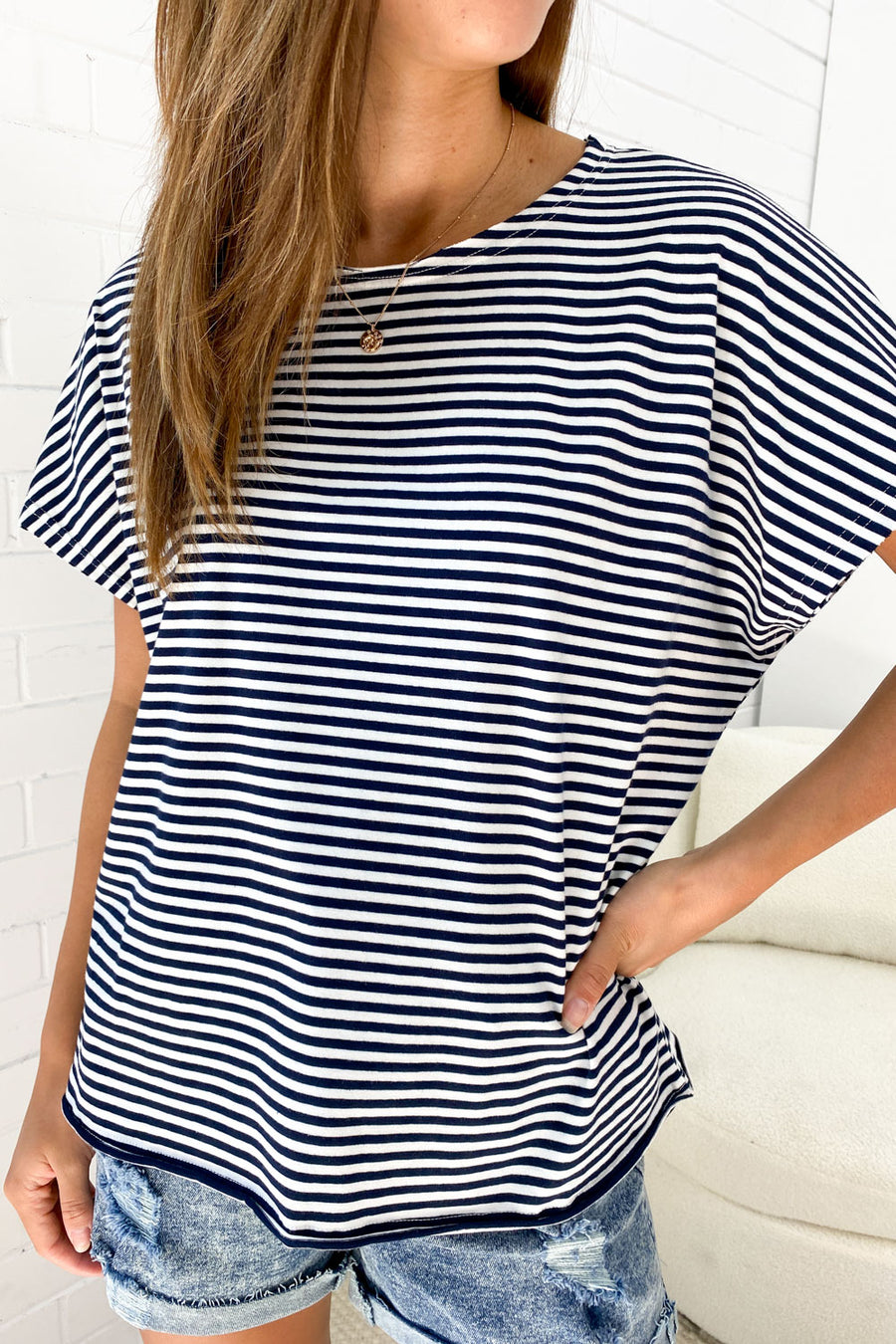 Navy White Stripe