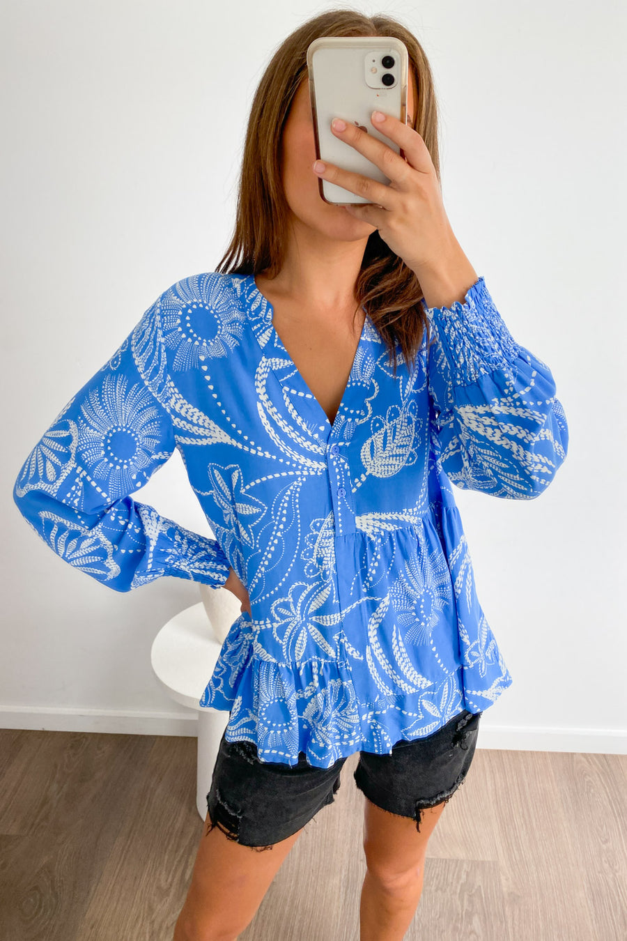 Blue Palm Print