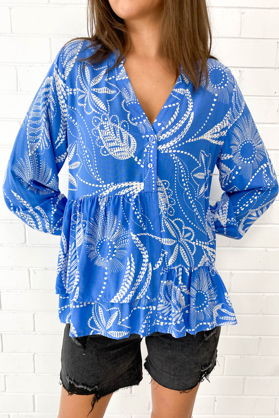 Blue Palm Print