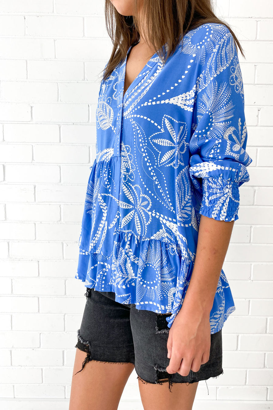 Blue Palm Print