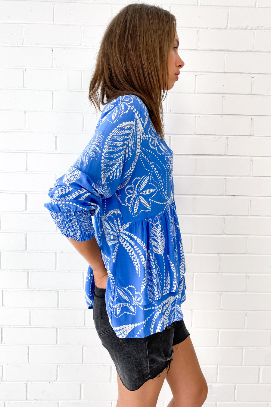 Blue Palm Print