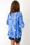 Blue Palm Print