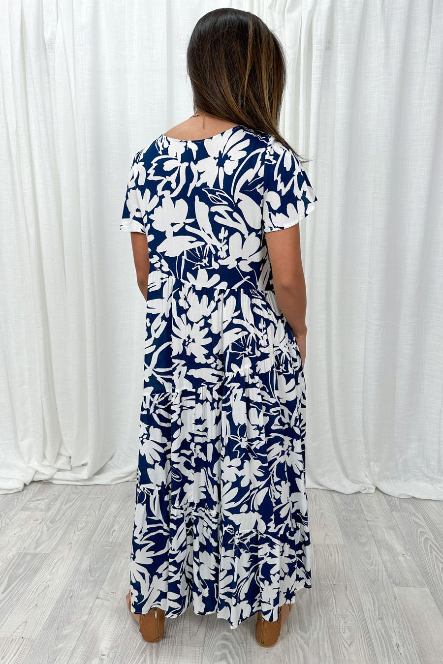 Navy White Print