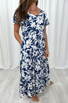 Navy White Print