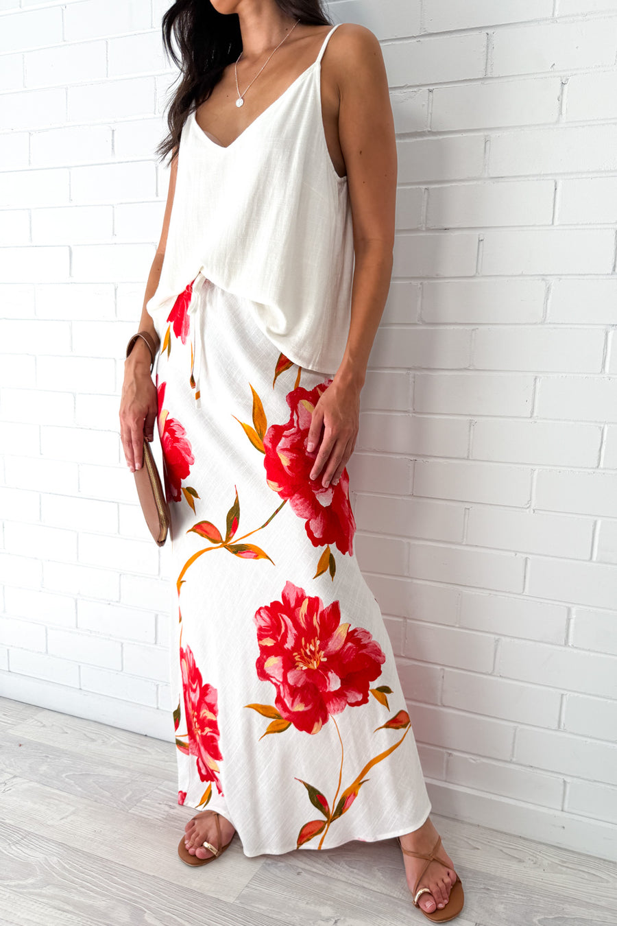 White Red Floral