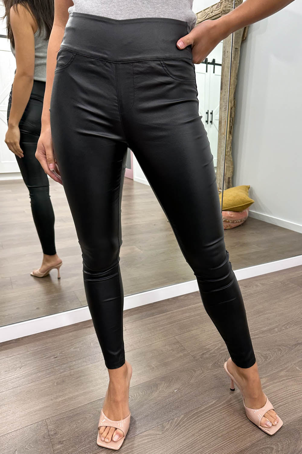 Black Patent Leggings  Women's Pants - Motto Fashions