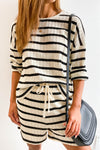 Cream Black Stripe