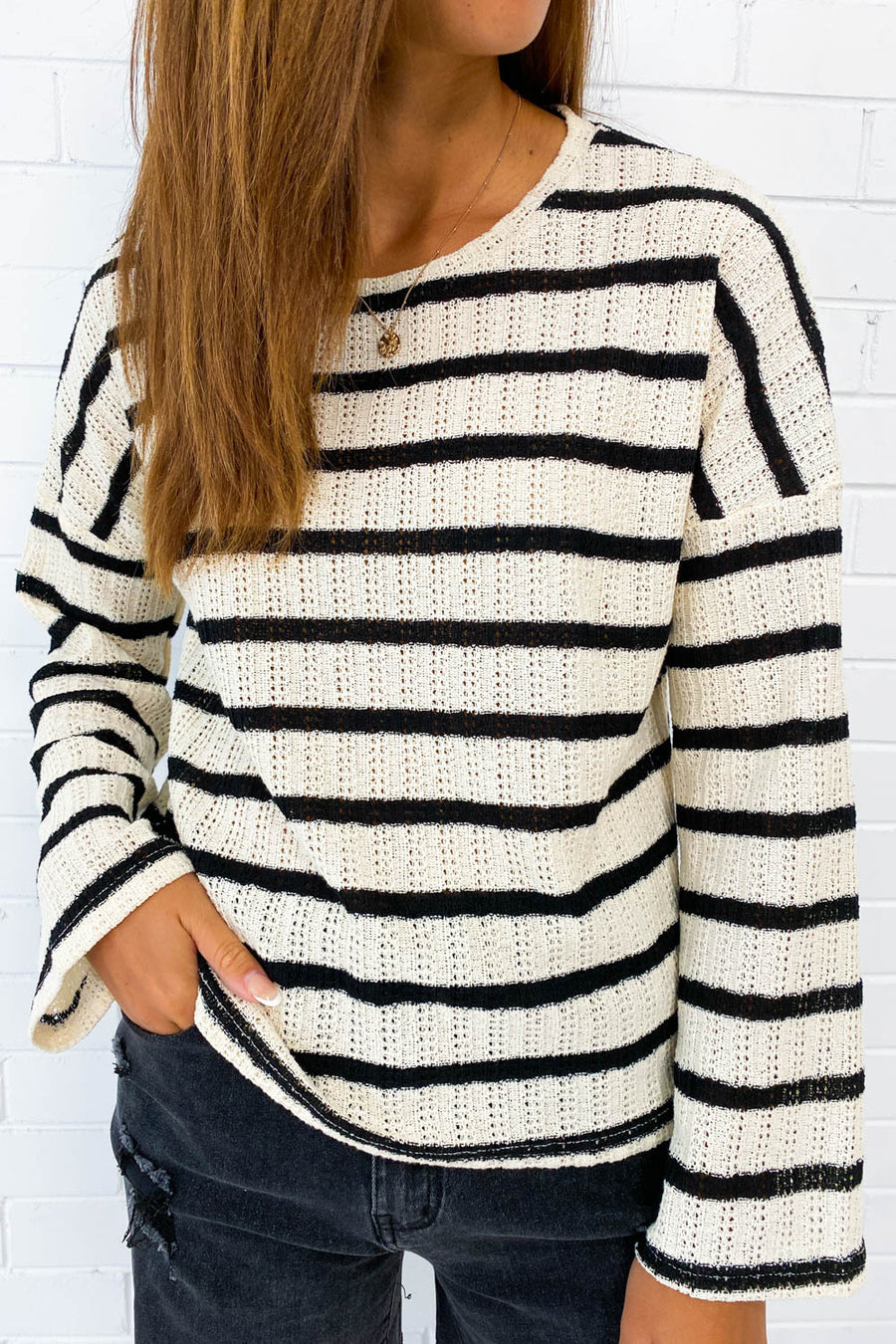 Cream Black Stripe