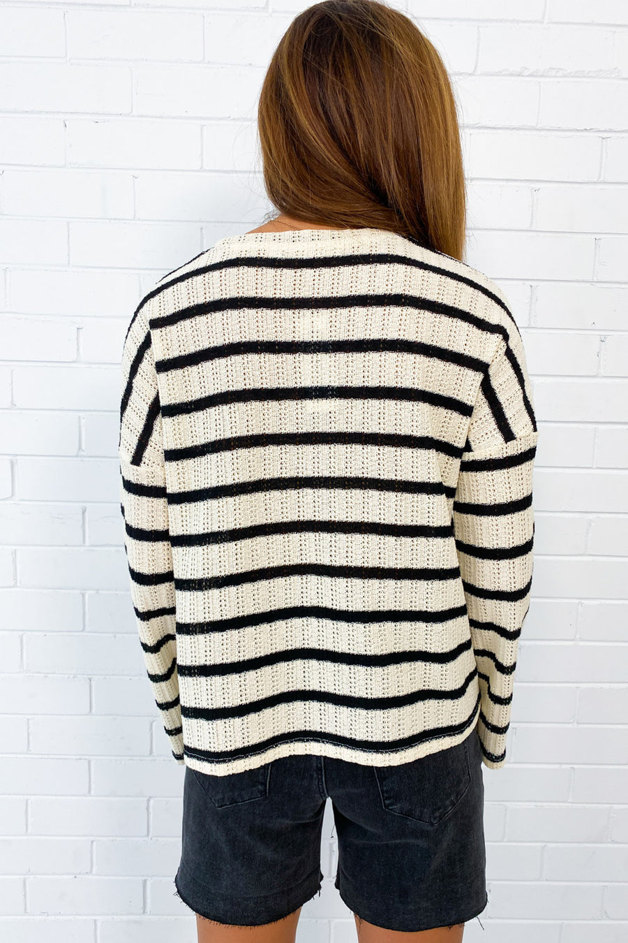 Cream Black Stripe