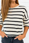 Cream Black Stripe