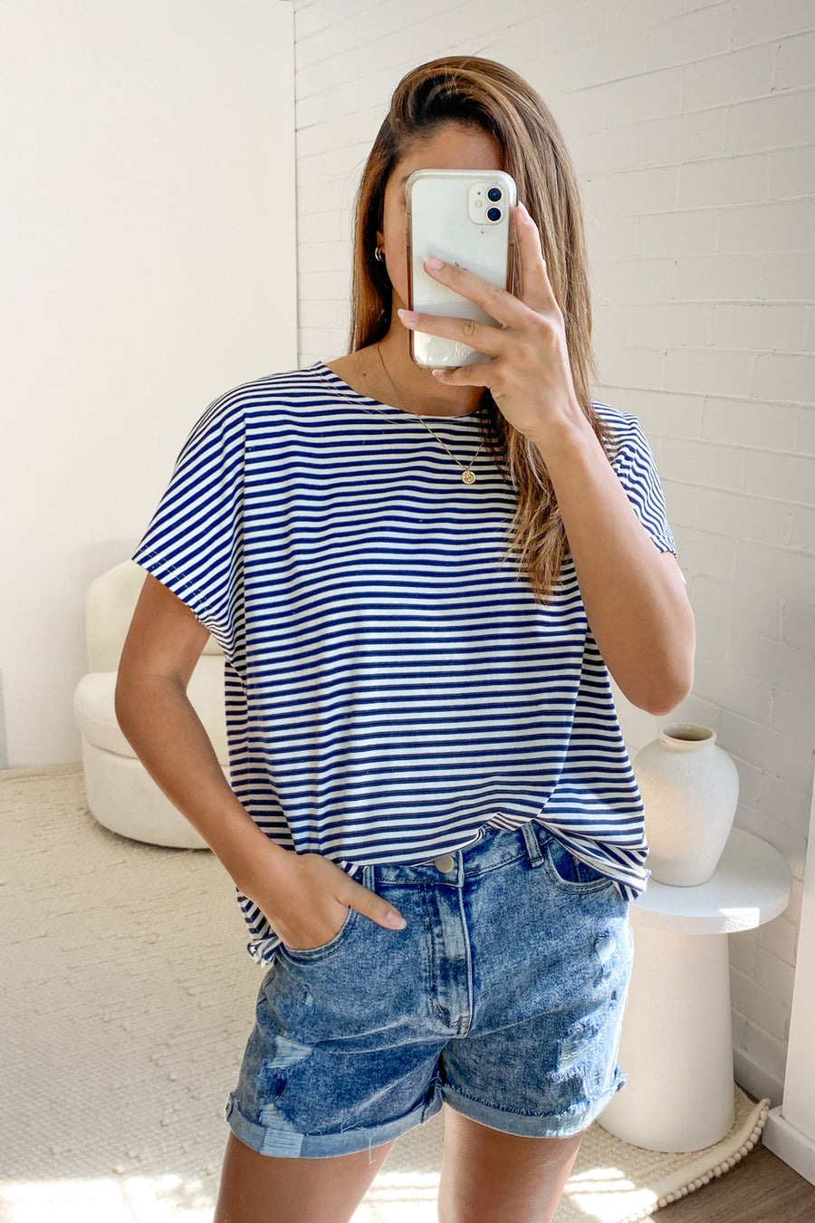 Navy White Stripe