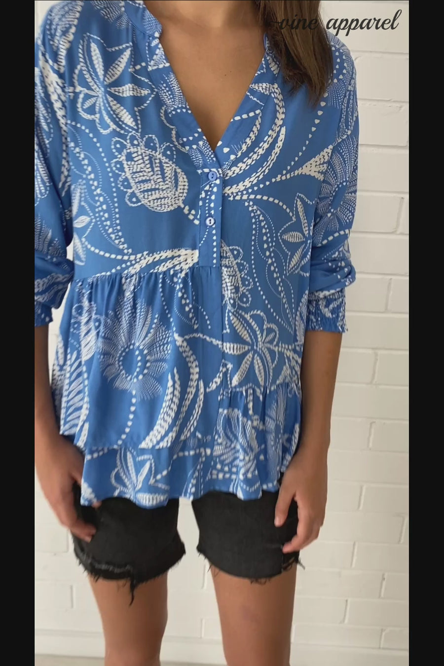 Blue Palm Print